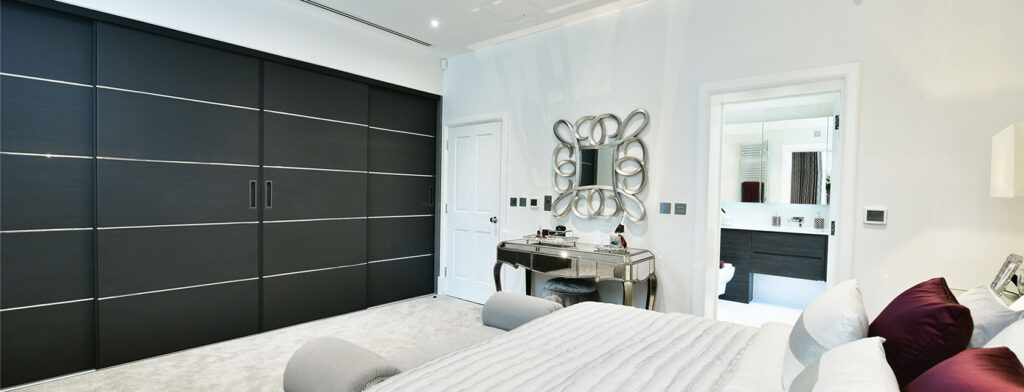 Grey sliding wardrobe doors